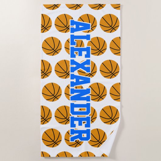 Gepersonaliseerde Basketbal Ball Pattern Kinder Strandlaken (Voorkant)