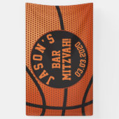 Gepersonaliseerde Basketbal Bar Mitzvah Sinaasappe Spandoek (Verticaal)