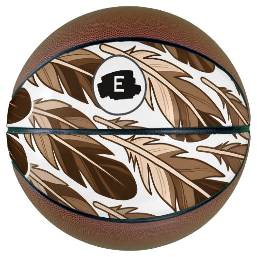 Gepersonaliseerde Basketbal – Boho Monogram Bruin (Voorkant)
