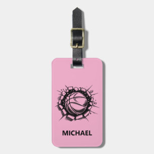 Gepersonaliseerde basketbal Breaking the Wall Bagagelabel