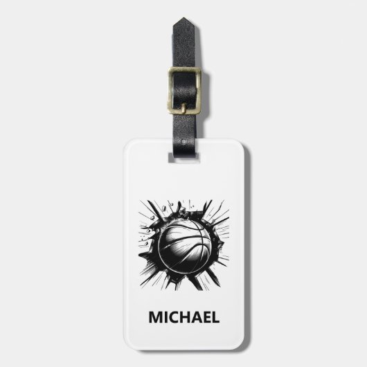 Gepersonaliseerde basketbal Breaking the Wall Bagagelabel (Voorkant verticaal)