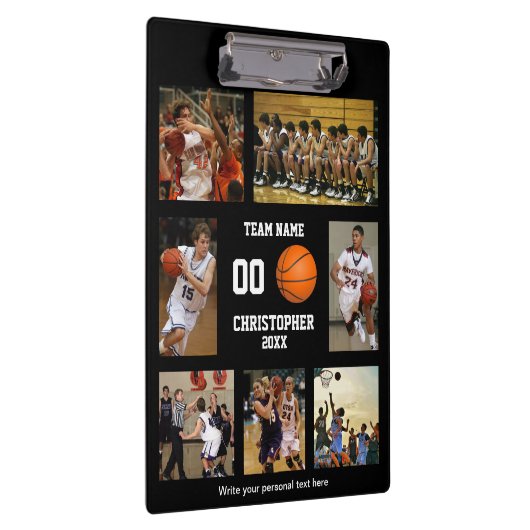 Gepersonaliseerde Basketbal Collage Klembord (Rechts)