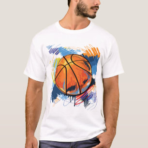 Gepersonaliseerde Basketbal Doodle Illustratie T-s T-shirt