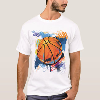 Gepersonaliseerde Basketbal Doodle Illustratie T-s T-shirt
