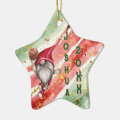 Gepersonaliseerde Basketbal Gnoom Kerstmis Keramisch Ornament (Links)