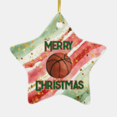 Gepersonaliseerde Basketbal Gnoom Kerstmis Keramisch Ornament (Achterkant)