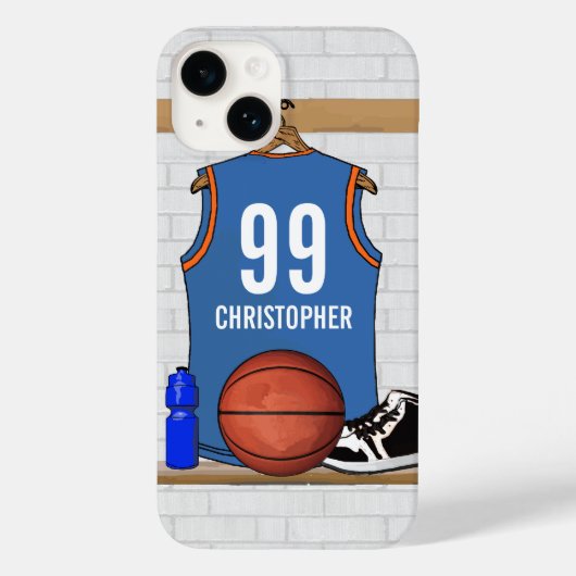 Gepersonaliseerde Basketbal Jersey Lichtblauw | SI Case-Mate iPhone Case (Achterkant)
