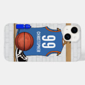 Gepersonaliseerde Basketbal Jersey Lichtblauw | SI Case-Mate iPhone Case (Achterkant (horizontaal))