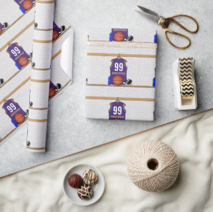 Gepersonaliseerde Basketbal Jersey Paarse   Goud Cadeaupapier