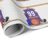Gepersonaliseerde Basketbal Jersey Paarse | Goud Cadeaupapier (Rol Hoek)
