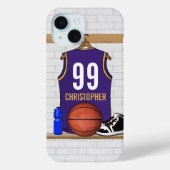 Gepersonaliseerde Basketbal Jersey Paarse | Goud Case-Mate iPhone Case (Achterkant)