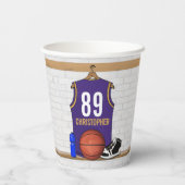 Gepersonaliseerde Basketbal Jersey Paarse | Goud Papieren Bekers (Achterkant)