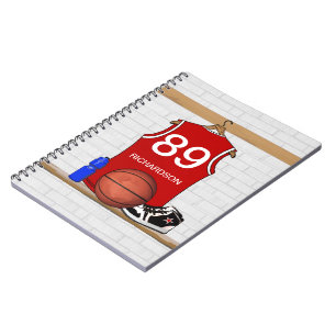 Gepersonaliseerde Basketbal Jersey (Red) Journal Notitieboek