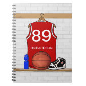 Gepersonaliseerde Basketbal Jersey (Red) Journal Notitieboek (Voorkant)