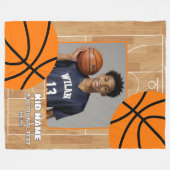 Gepersonaliseerde Basketbal Kind Foto Fleece Deken (Voorkant (Horizontaal))