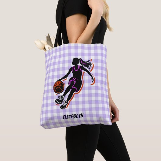 Gepersonaliseerde Basketbal Meisje Canvas tas (Dichtbij)