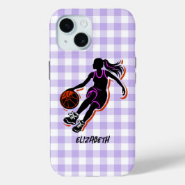 Gepersonaliseerde Basketbal Meisje IPhone 15 Hoesj Case