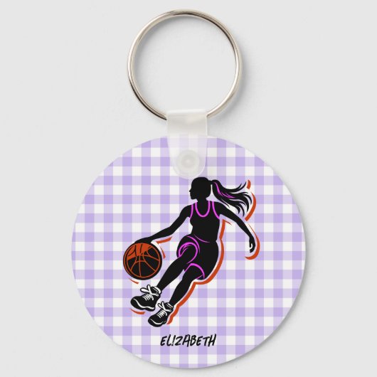 Gepersonaliseerde Basketbal Meisje Sleutelhanger (Voorkant)
