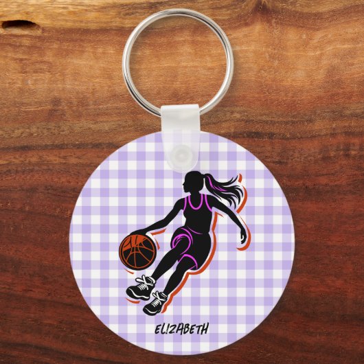 Gepersonaliseerde Basketbal Meisje Sleutelhanger (Achterkant)