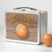 Gepersonaliseerde basketbal metalen lunchbox (In situ)