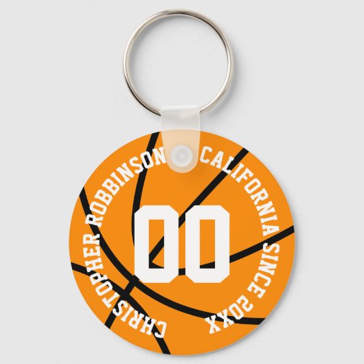 Gepersonaliseerde basketbal modern sleutelhanger (Voorkant)
