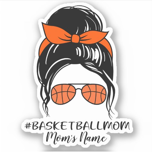 Gepersonaliseerde Basketbal Moeder Sticker (Voorkant)