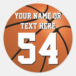 Gepersonaliseerde Basketbal Naam Nummer Circle sti Ronde Sticker