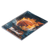 Gepersonaliseerde basketbal op vuur en water notitieboek (Linkerzijde)