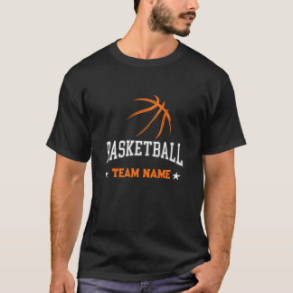 Gepersonaliseerde Basketbal Team Naam Zwart T-shirt