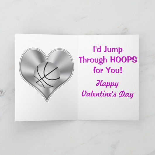 Gepersonaliseerde Basketbal Valentijnsdag Kaarten (Binnen)