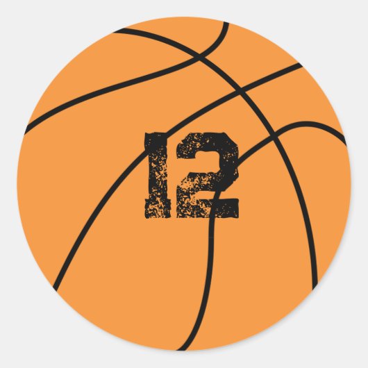 Gepersonaliseerde Basketbal Verjaardag Ronde Sticker (Voorkant)