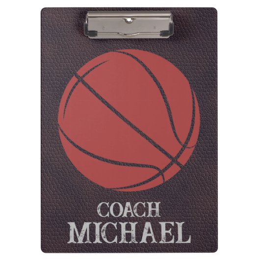 Gepersonaliseerde basketbalcoach klembord (Voorkant)