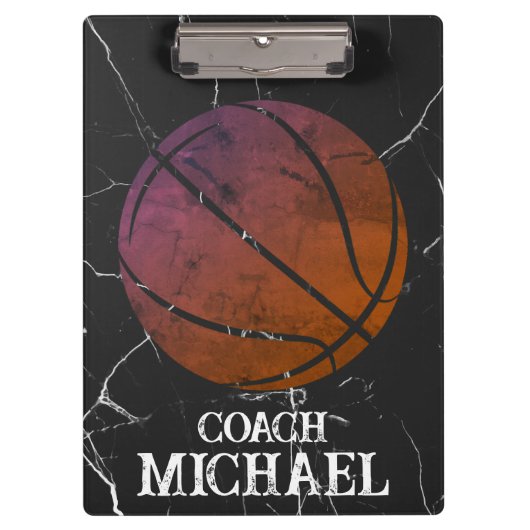 Gepersonaliseerde basketbalcoach klembord (Voorkant)