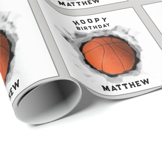 Gepersonaliseerde Basketball Birthday Gift Cadeaupapier (Rol Hoek)