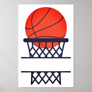 Gepersonaliseerde Basketball- en Net Split Monogra Poster