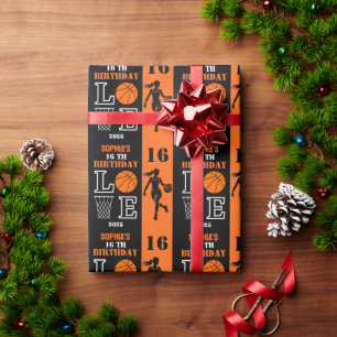 Gepersonaliseerde basketbalspeler Meisje, Verjaard Cadeaupapier