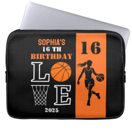 Gepersonaliseerde basketbalspeler Meisje, Verjaard Laptop Sleeve