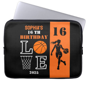 Gepersonaliseerde basketbalspeler Meisje, Verjaard Laptop Sleeve