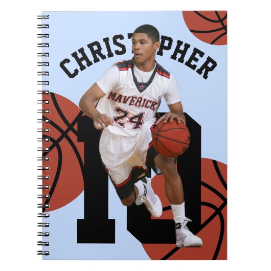 Gepersonaliseerde basketbalspeler notitieboek (Voorkant)
