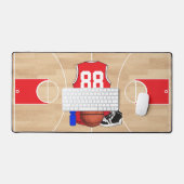 Gepersonaliseerde basketbalspeler op basketbalveld bureaumat (Keyboard & Muis)