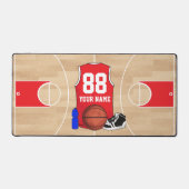 Gepersonaliseerde basketbalspeler op basketbalveld bureaumat (Voorkant)