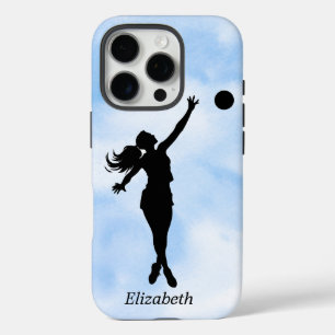 Gepersonaliseerde basketbalspeler Silhouette Blue iPhone 16 Pro Hoesje