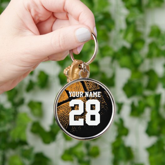 Gepersonaliseerde basketbaltrui nummer groot metaa sleutelhanger (Hand)