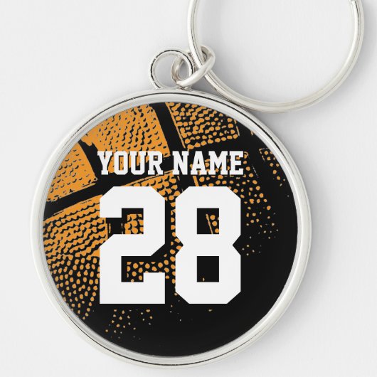Gepersonaliseerde basketbaltrui nummer groot metaa sleutelhanger (Voorkant)