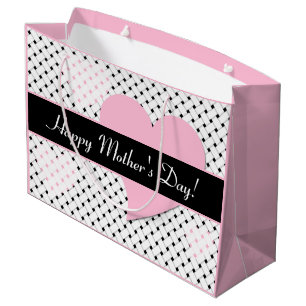 Gepersonaliseerde Basketweave, Pink Hearts Moederd Groot Cadeauzakje