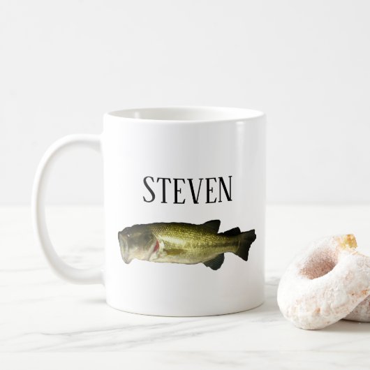 Gepersonaliseerde Bass Fish Coffee Mok (Met donut)
