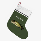 Gepersonaliseerde Bass Fish Hobby Mannen Grote Kerstsok (Voorkant (Hangend))