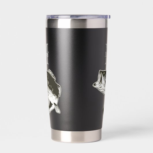 Gepersonaliseerde Bass Gevist Monogram Buitenshuis Geïsoleerde Drinkbeker (Links)