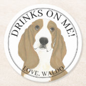 Gepersonaliseerde Basset Hound bruiloft Ronde Kartonnen Onderzetter (Voorkant)