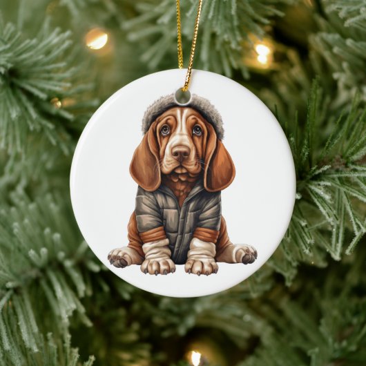 Gepersonaliseerde Basset Hound Dog Art Keramisch Ornament (Boom)
